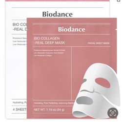 BIODANCE Bio-Collagen Real Deep Mask, Hydrating Overnight Hydrogel Mask, Pore Minimizing, Elasticity Improvement, 34g x4ea