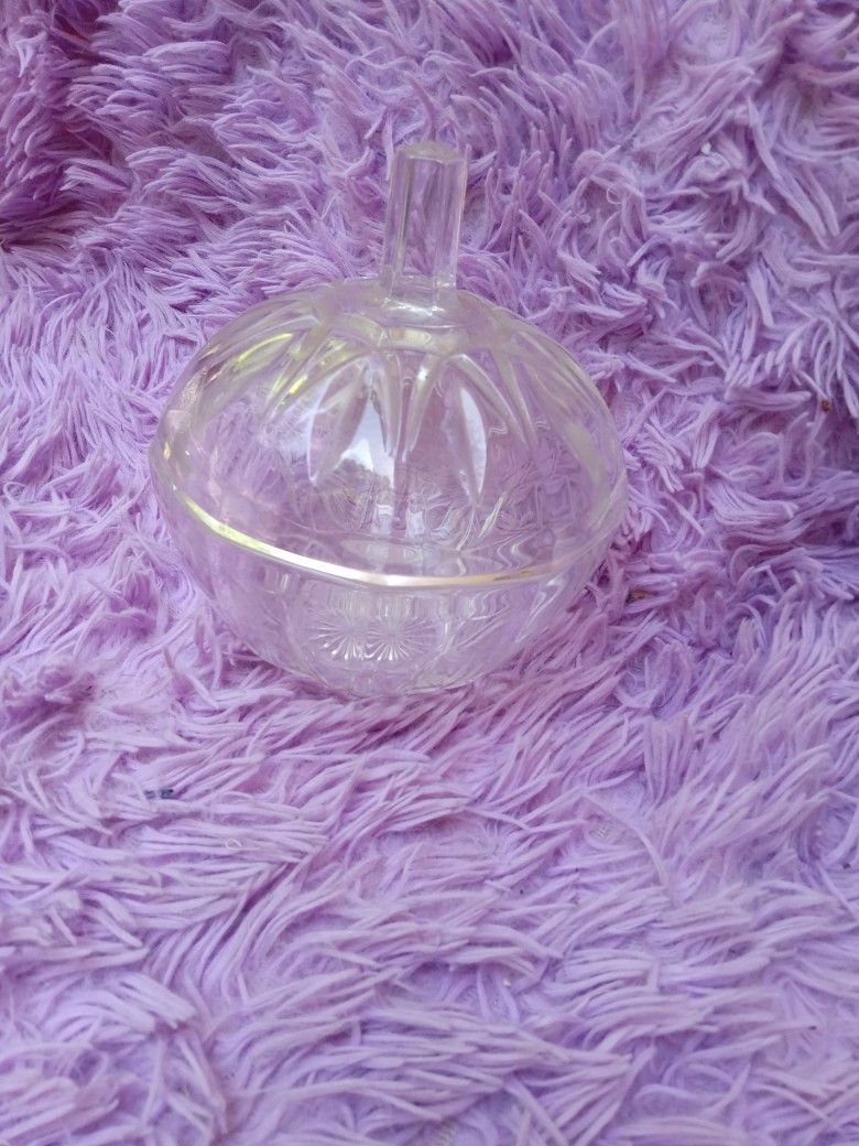 Crystal Glass Pumpkin Candy Serving Bowl With Lid