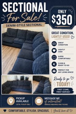 ✨ DENIM-STYLE SECTIONAL FOR SALE ✨