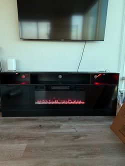 Entertainment center with fireplace