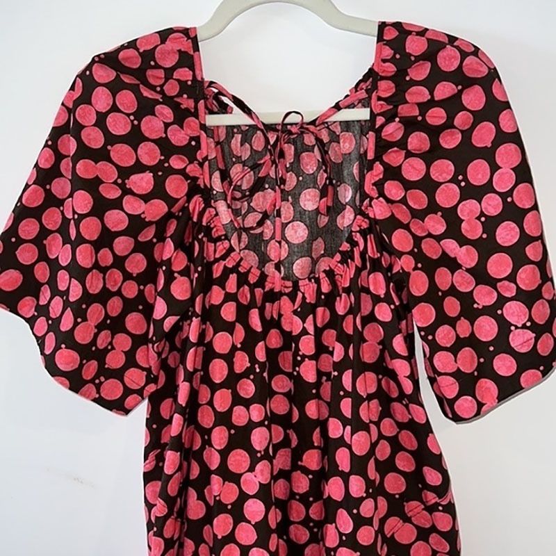FREE People Pink/Chocolate Combo Jodie Printed Tunic Flowy Oversized top