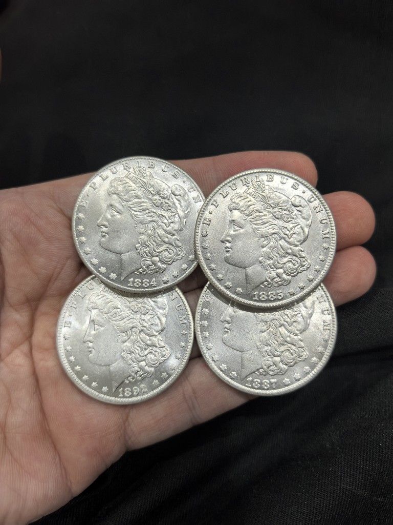 1884CC.1885CC.1887CC.1892CC 4 Morgan coins
