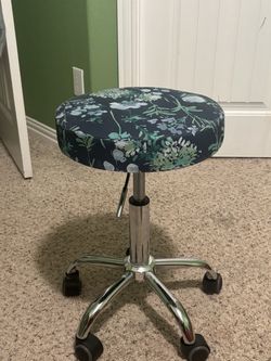 Adjustable Rolling Floral Accent Stool / Task Chair