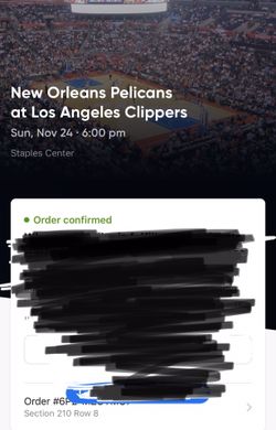 Tonight November 24 @ 6 pm Staples Center Clippers vs Pelicans