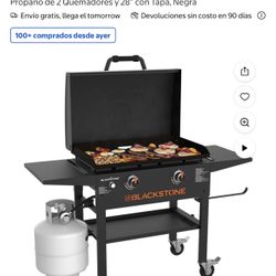 Blackstone Original Parrilla para Exteriores, Parrilla Plana de Propano de 2 Quemadores y 28" con Tapa, Negra
