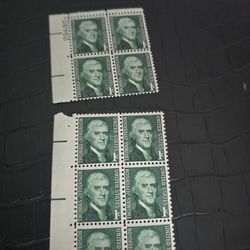 Thomas Jefferson Green 1 cent Vintage Postage Stamps (10 Total)very good