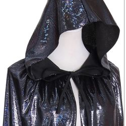 Halloween Shiny Hooded Cape Full Length Cloak
