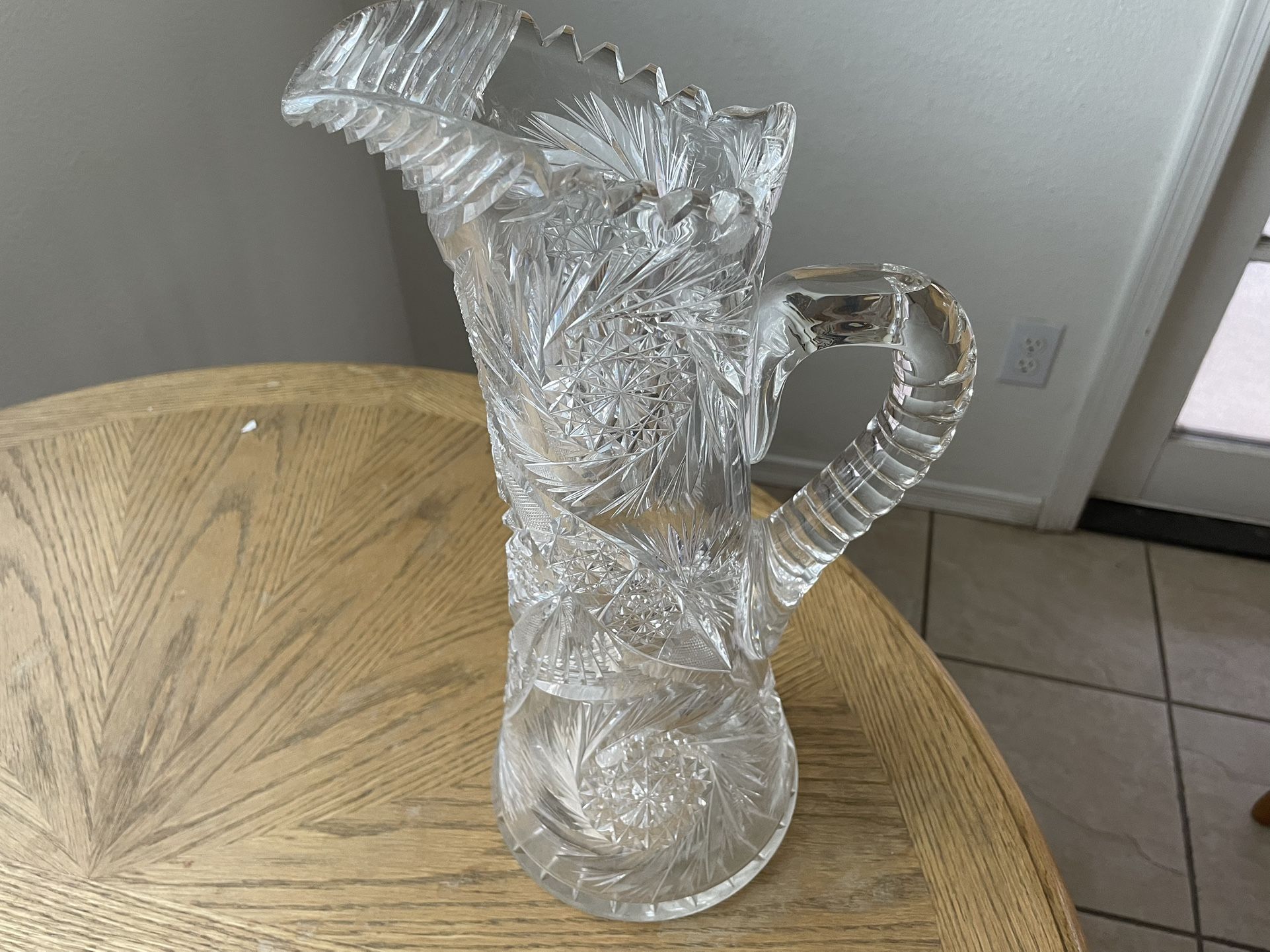 Antique Cut Glass 14” Canastota Diamond Vase
