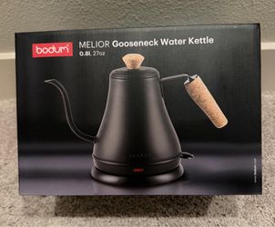 Bodum 27oz Bistro Gooseneck Electric Water Kettle, Pour Over Coffee & Tea, Stainless Steel, Matte Black