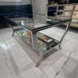Coffee Table Glass Top And Metal Frame