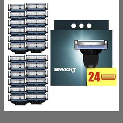Razor Blades For Men - 24pcs Precision Compatible With Mach3 Razor Blades Refills For Men - Compatible With Mach 3 Razors, Dual Lubrication For Close