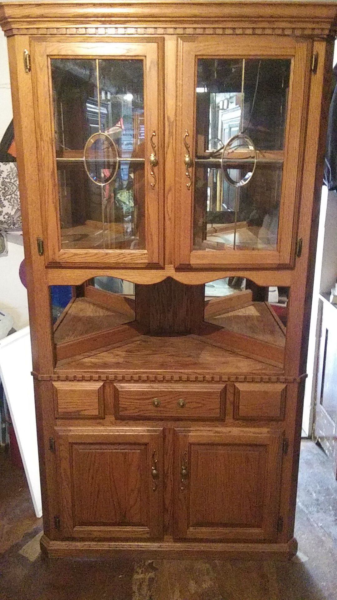 Corner Cabinet Shelf with Glass Doors