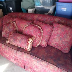 Beautiful Red Flower Couch- Great Condition!!!