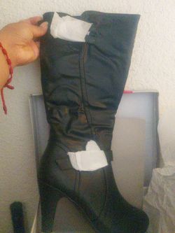 Black & Brown  Faux Leather Knee-High Boot