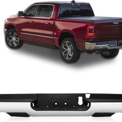 PENSUN Steel Rear Step Bumper Assembly Fit for 2019-2024 Dodge RAM 1500,Chrome Back Bumper