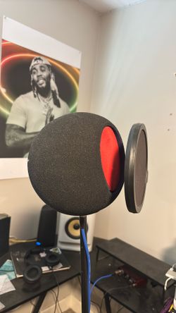 Pop Filters And Stand With KRK headphones