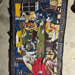 Two Tapestries Dogs Playing Like People