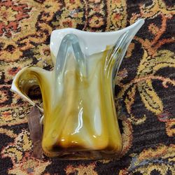 Studio Art Glass Pitcher ~ "Splash Glass" ~ Hand Blown ~ Vintage