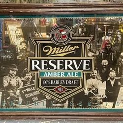 Vintage Miller Reserve Amber Barley Mirror Wall Sign