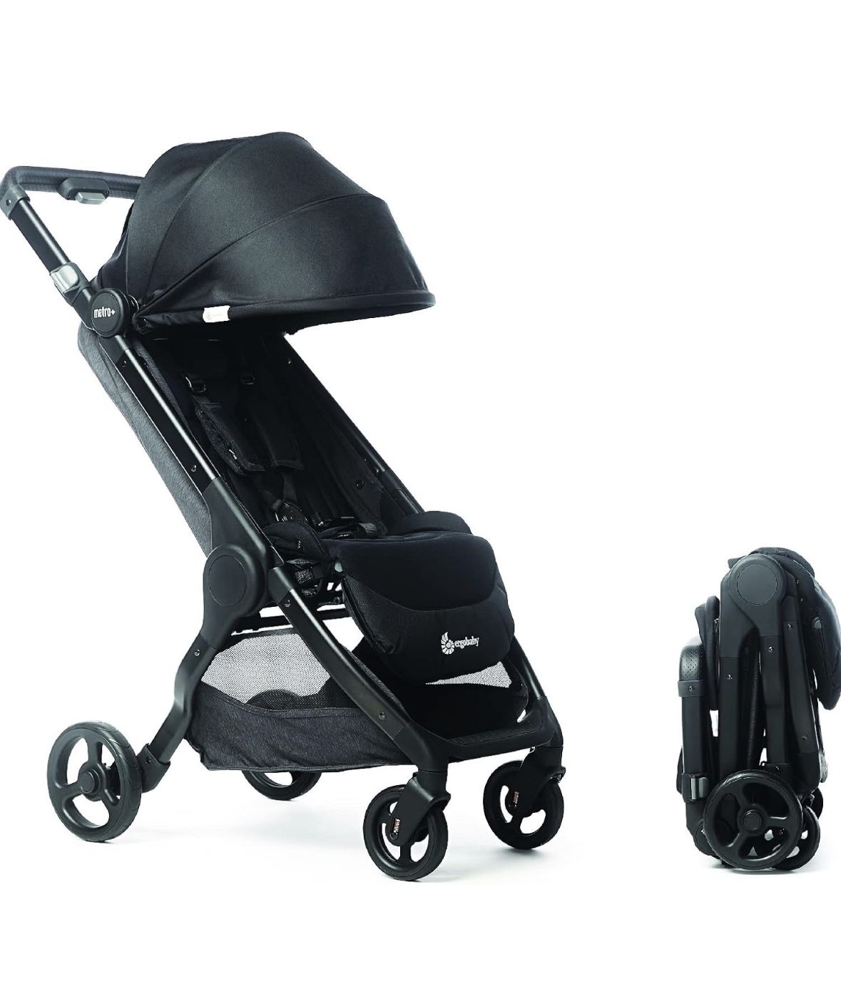 Ergobaby Metro+ Compact Baby Stroller, Lightweight Umbrella Stroller Folds Down for Overhead Airplane Storage (Carries up to 50 lbs), Car Seat Compati
