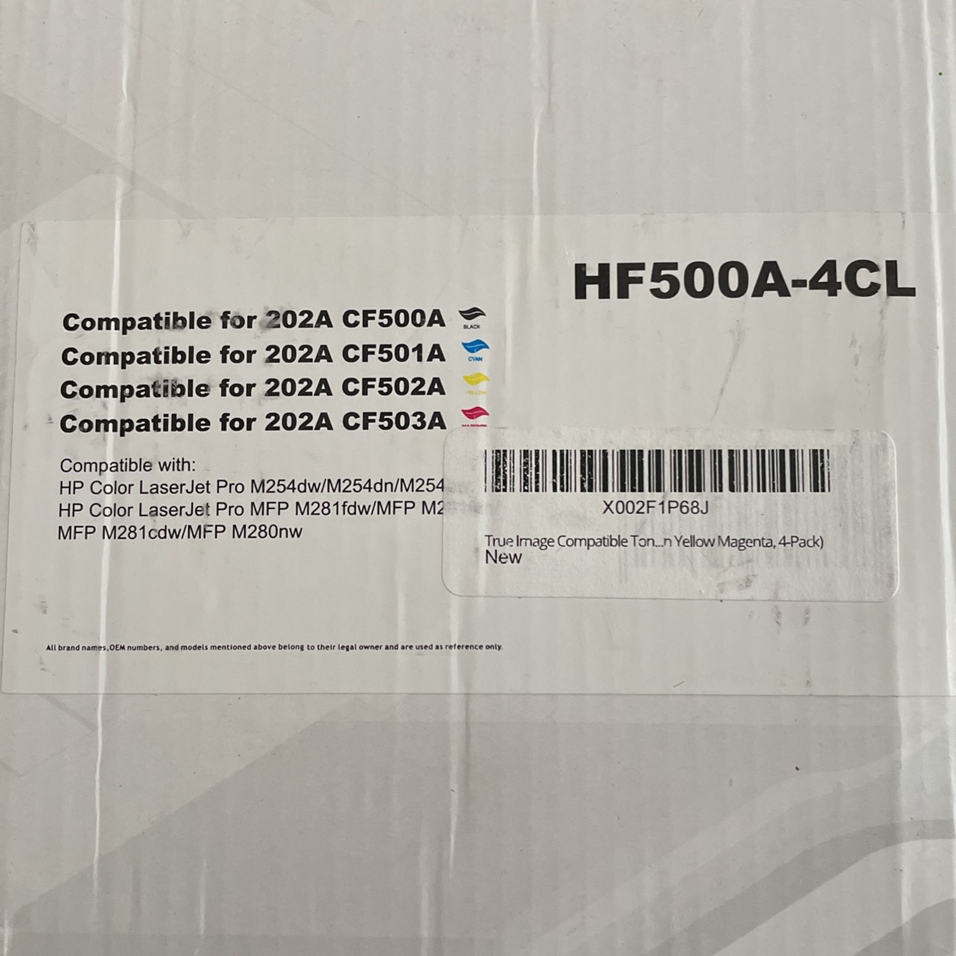 Toner Cartridge Replacement for HP 202X CF500X CF500A 202A Color Pro MFP M281fdw M281cdw M254dw M281fdn 281fdw M254 M281 Toner Printer (Black Cyan Yel