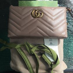 Gucci Marmont Pink Leather GG Embossed NWT