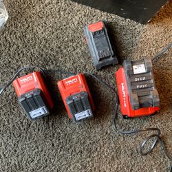 Hilti batteries, and chargers