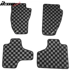Fits 2008-2013 Jeep Liberty Floor Mats Non-Slip Carpets Checkered Black Gray Plaid