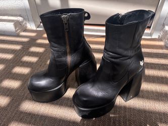 Naked Wolfe Jailbreaker Platform Black Leather Boots Size 6
