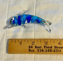 Murano Style Blue Glass Dolphin