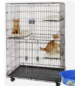 Metal kitty condo with shelves