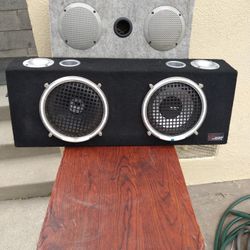 Two Speaker Boxes The Small One 5-in Speakers The Big One 8-in Speakers With Neil Lamps