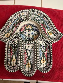 Hand Painted Ceramic Hamsa Tunis Modular Platter