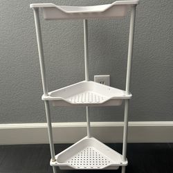 white 3 tier floor standing corner shower caddy organizer shelf