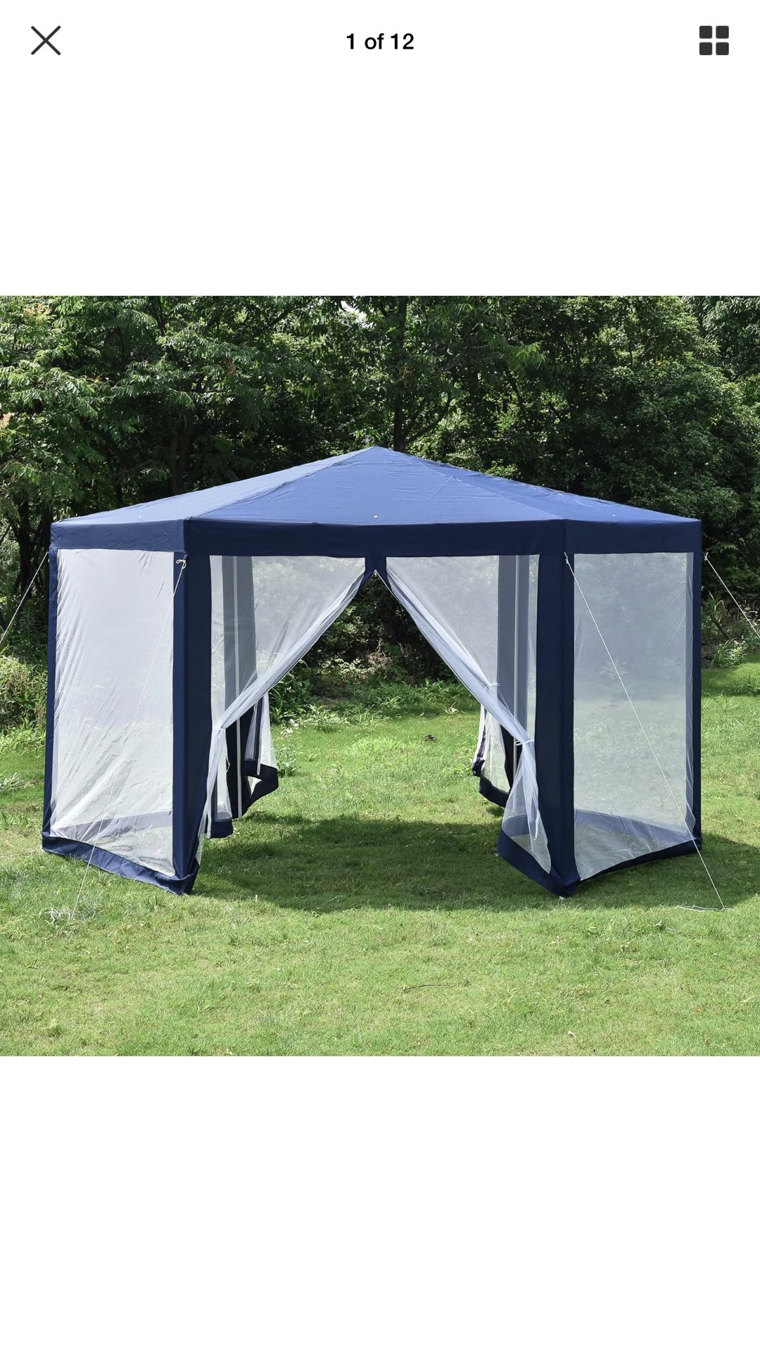 Hexagonal Patio Gazebo Outdoor Canopy Party Tent Event with Mosquito Net Blue