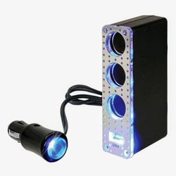 GOXT-USB- Triple Charger • 12-V• By : Custom Accessories • 1-USB -Charger • Perfect Solution For Keeping Your Device Charged While On The Go .

