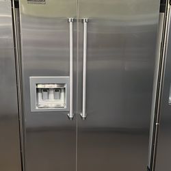 Viking 48”Wide Built In Stainless Steel Side By Side Refrigerator 