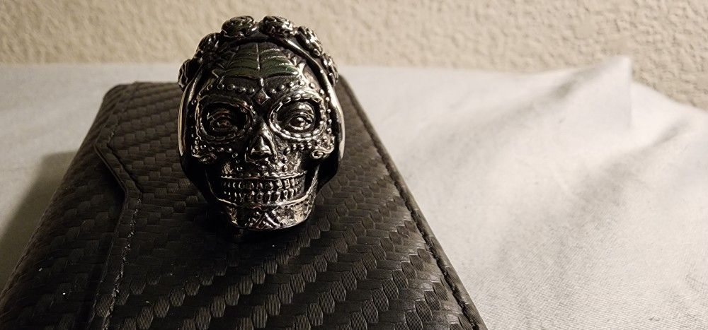 Sugar Skull Ring, Stainless Heavy Rings
