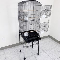 (Brand New) $55 Small to Medium Bird Cage 60” Tall Parrot Parakeet Cockatiel Bird Cage 18x14x60” Rolling Stand