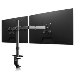 Suptek Dual Monitor Desk Mount, Adjustable Dual Monitor Arm For 2 Computer Screens Up To 27 Inch, Extra Tall 15.75" Pole Dual Monitor Stand For Desk, 