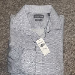 Michael Kors Slim Fit Men's Dress Long Shirt Slim Fit M Mediun Grey 15 1/2  New