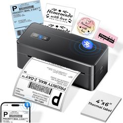 Bluetooth Thermal Shipping Label Printer, 4x6 Thermal Label Printer for Small Business, 2410BT Wireless Label Maker Compatible with iOS Android Phone&