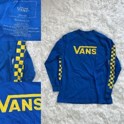 Blue “Vans” Checkered Yellow Long Sleeve