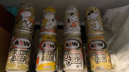 Vintage Snoopy A & W Root Beer & Cream Soda cans