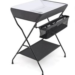 Baby Infant Changing Table Folding Diaper Station Nursery with Storage Black bb5578bk