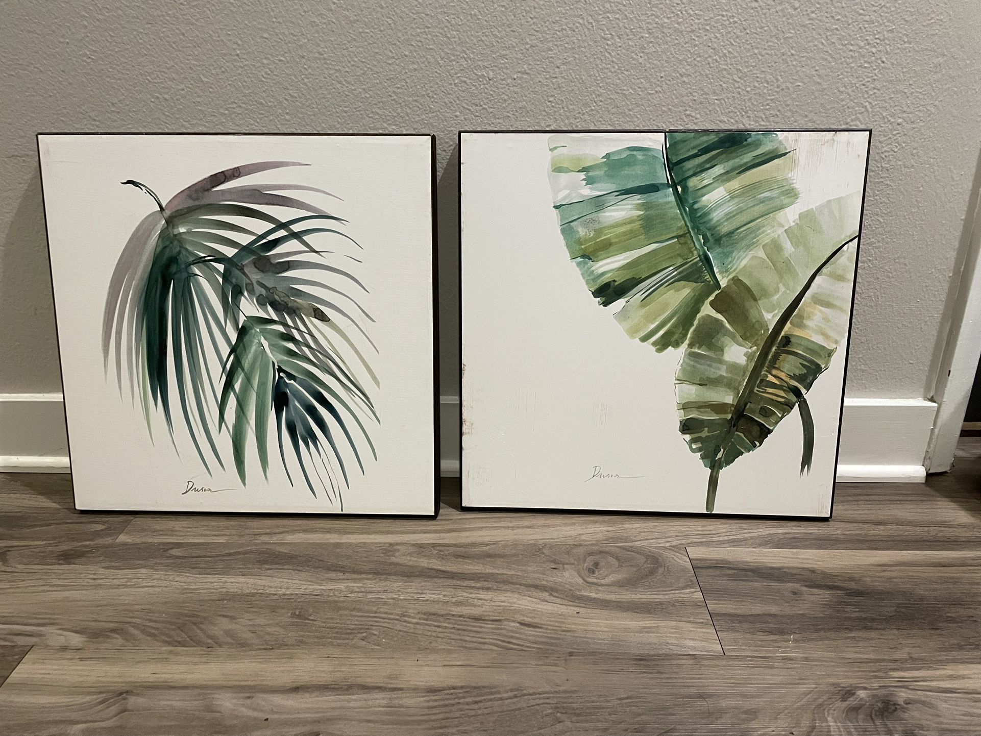 Set of 2 Botanical Wood Wall Art – 16”x16”