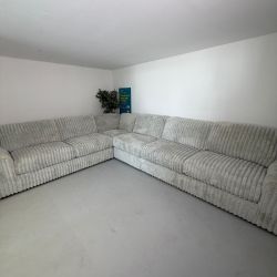 Ashley "Stupendous" Gray 4-Piece Corduroy  Sectional