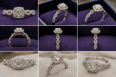 Shane Co. 0.58ct GIA Cushion Diamond Halo Engagement Ring Set - Size 8.5