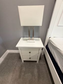 Pair of nightstands and lamps