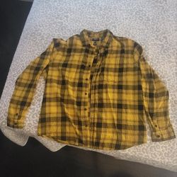 Forever 21 Black and Yellow Plaid Men's Shirt